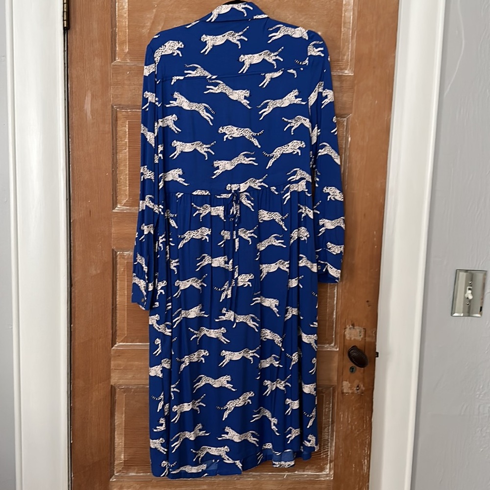 ANORAK Blue Midi Dress with White Leopard Print - Picture 4 of 7